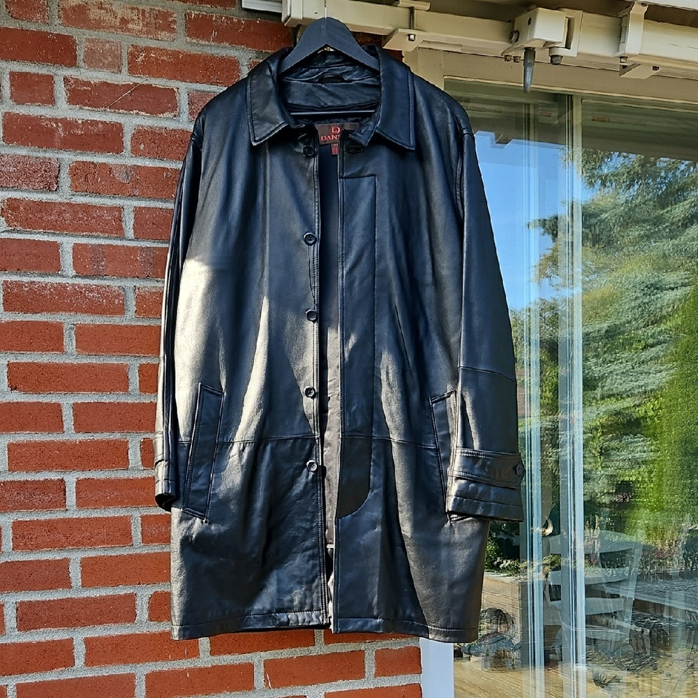 Danier Black Leather Trench Coat